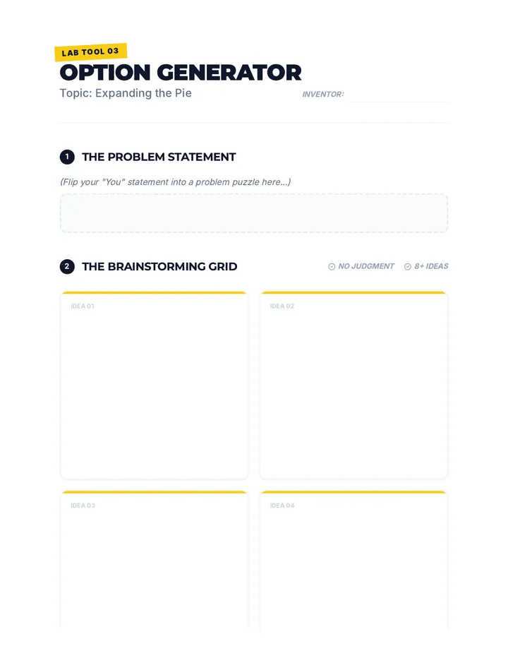 Option Generator Worksheet