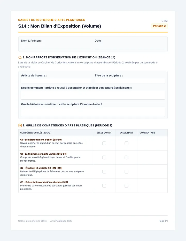 Cabinet de Curiosités Bilan Élève