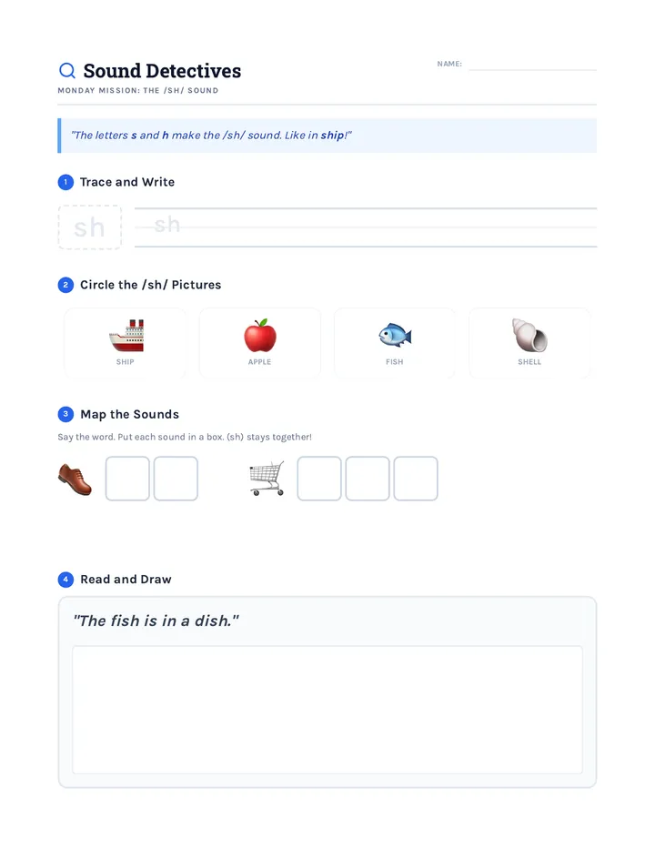 Shushing Sound Worksheet