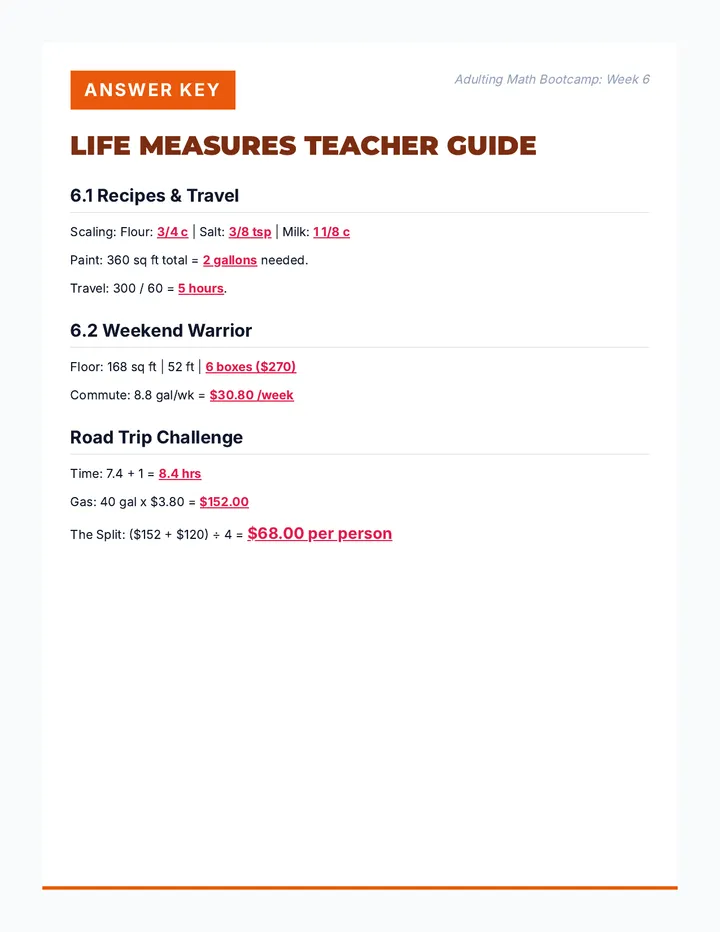 Life Measures Answer Key Week 6