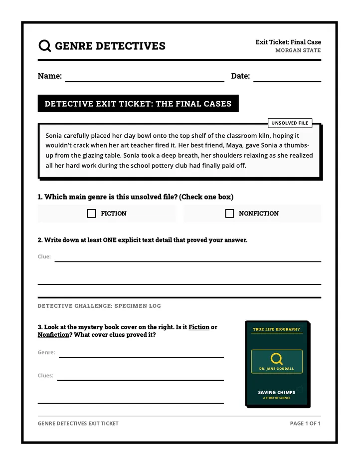 Genre Detectives Exit Ticket