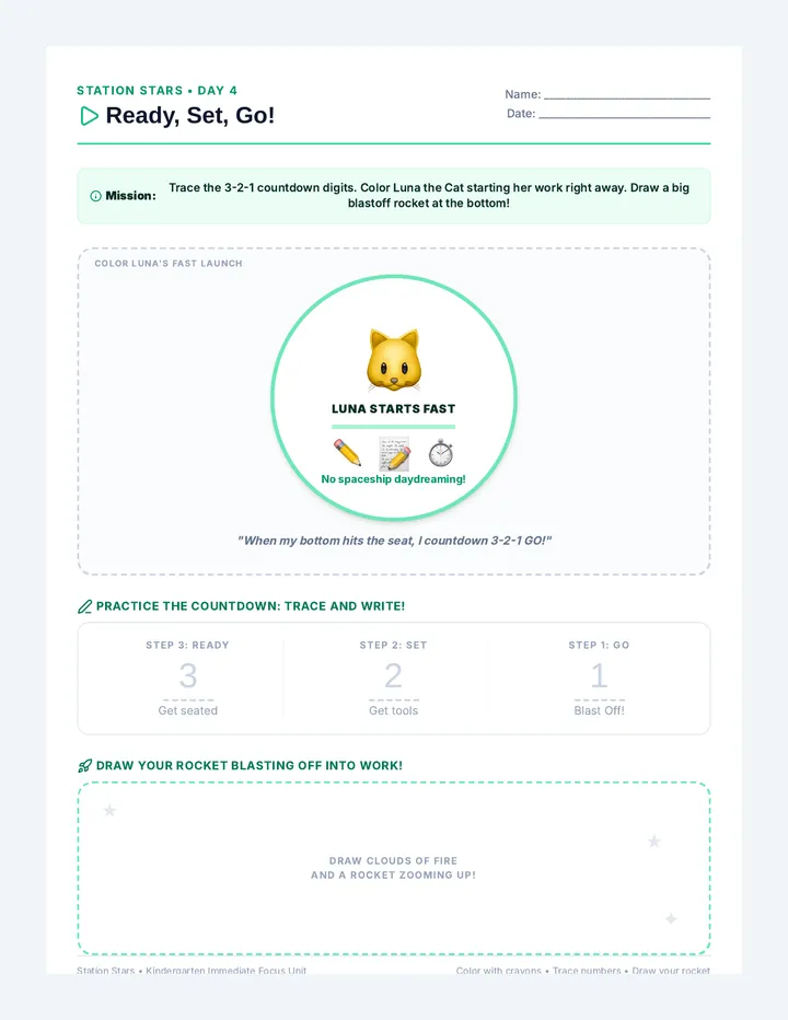 Ready Set Go Worksheet