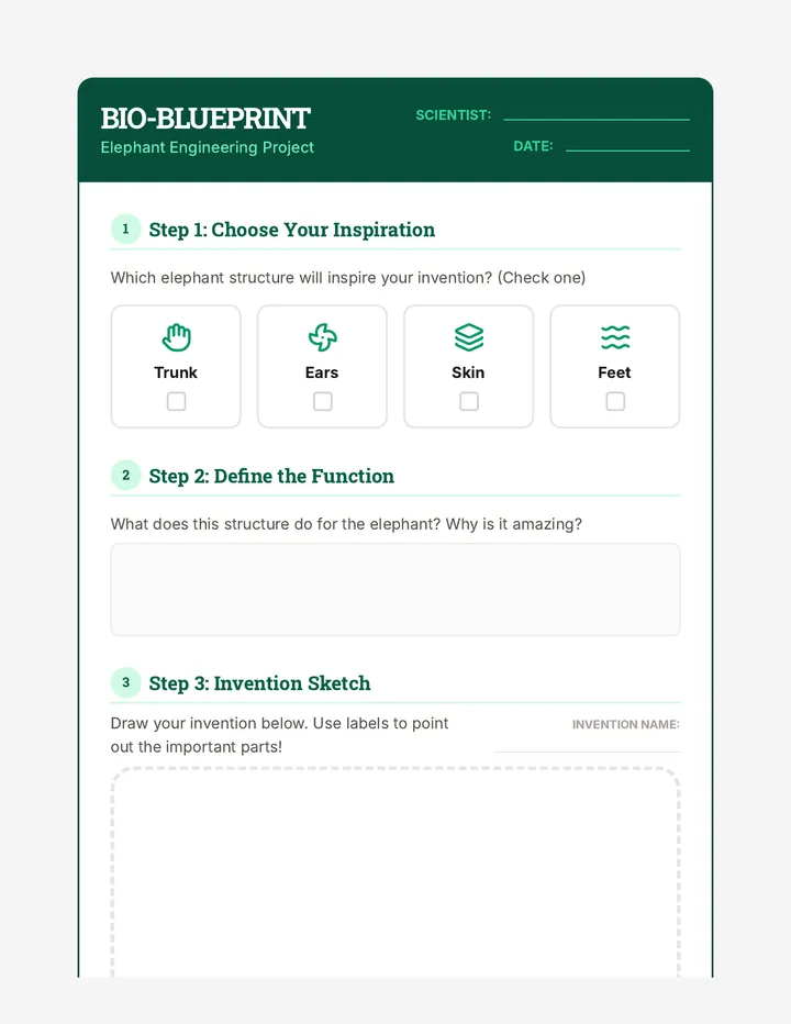 Elephant Engineering Worksheet