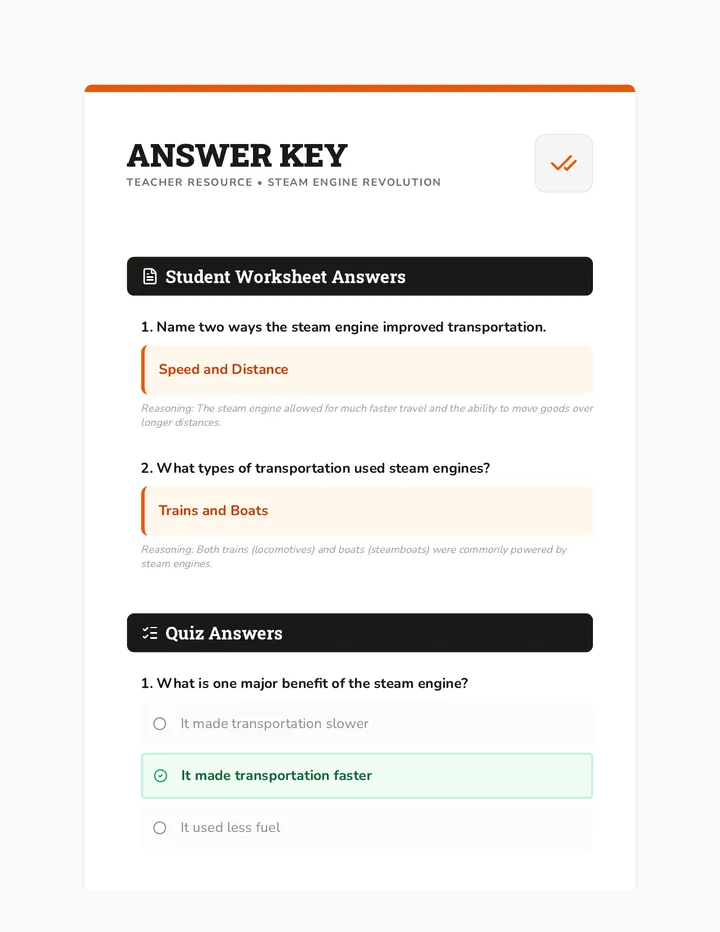 Steam Engine Answer Key