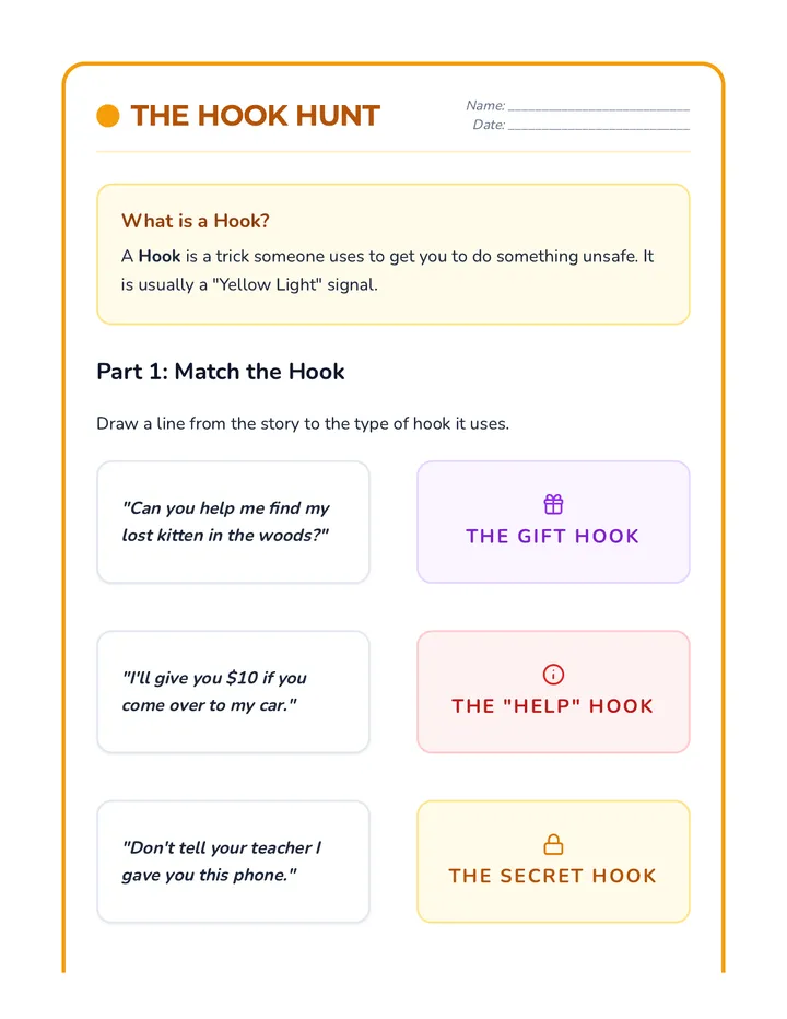 The Hook Hunt Worksheet