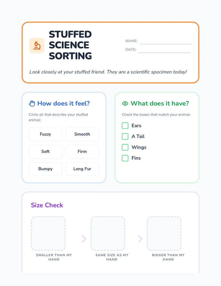 Stuffed Sorting Worksheet