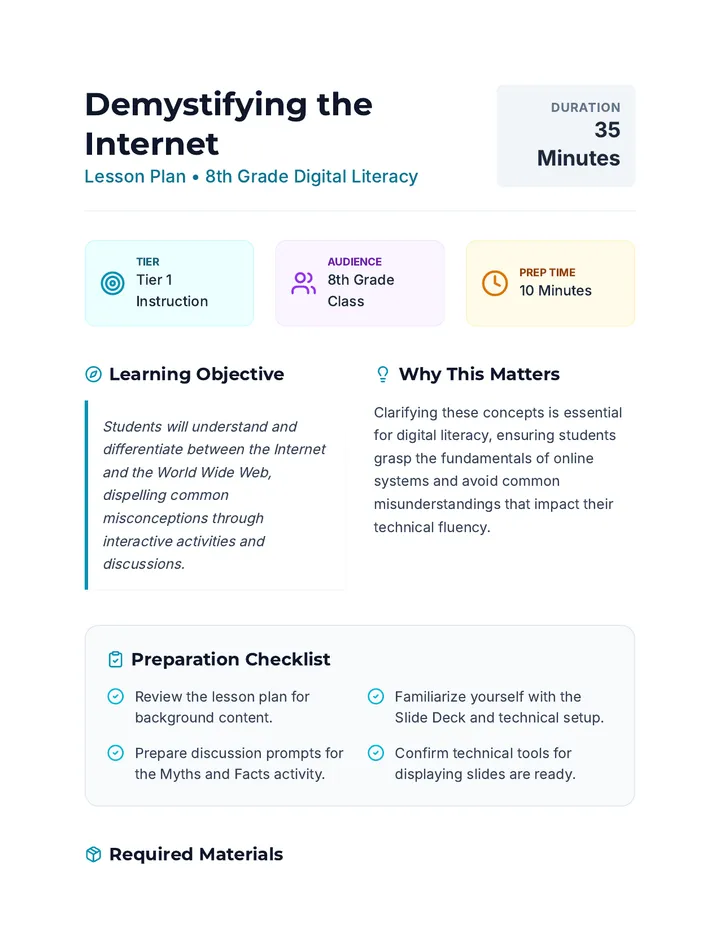 Demystifying the Internet Lesson Plan