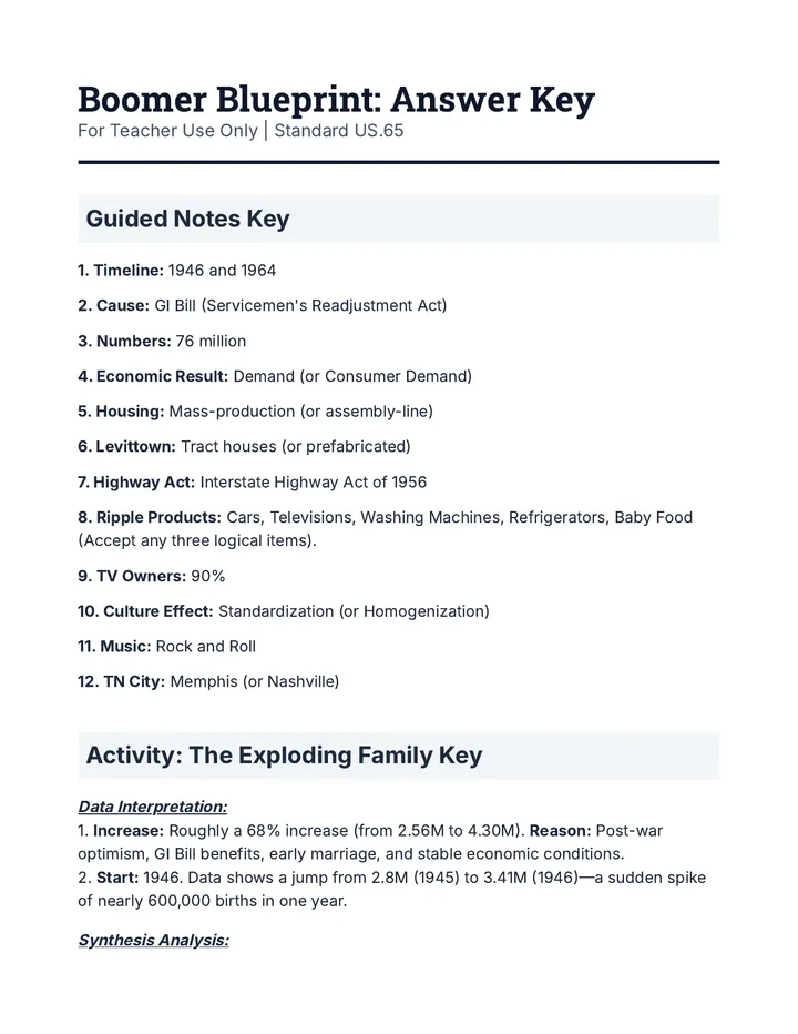 Boomer Blueprint Answer Key