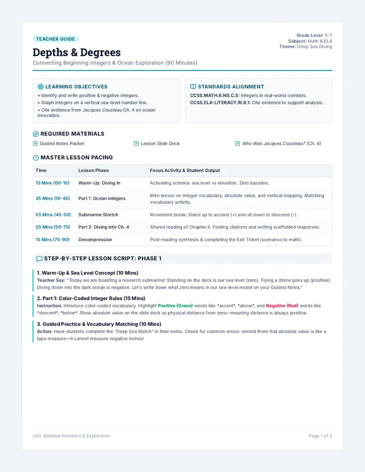 Deep Sea Degrees Lesson Plan
