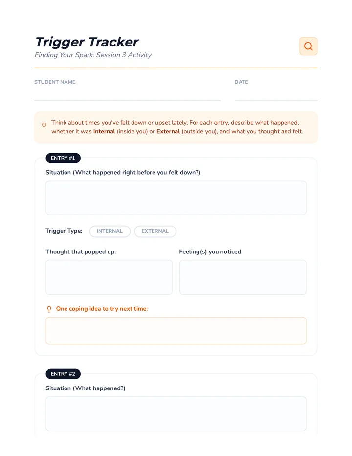 Trigger Tracker Worksheet