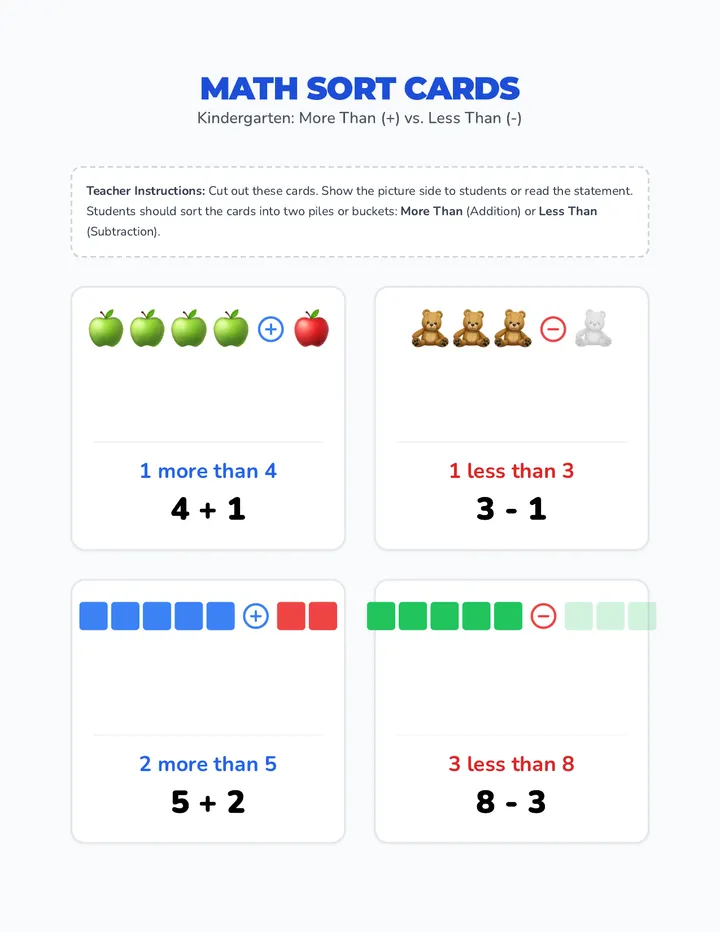 Math Sort Cards