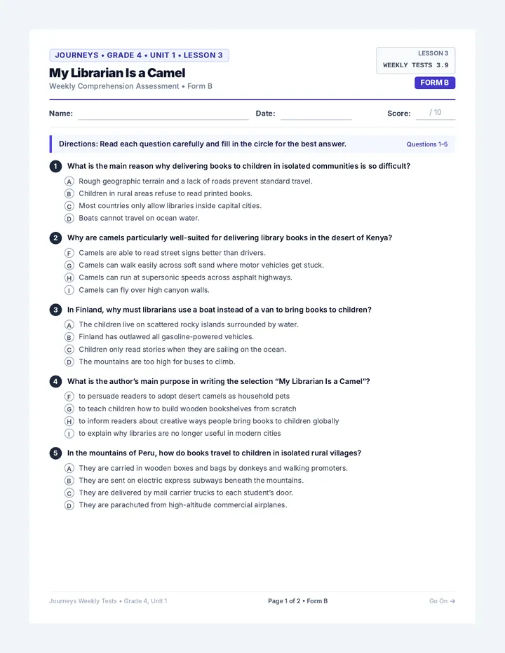 Camel Librarian Form B Test