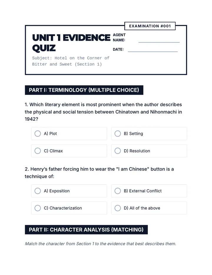 Unit 1 Evidence Quiz