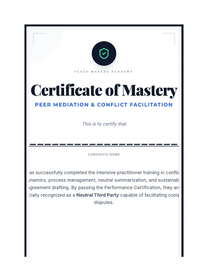 Mediator Certification Award page 1