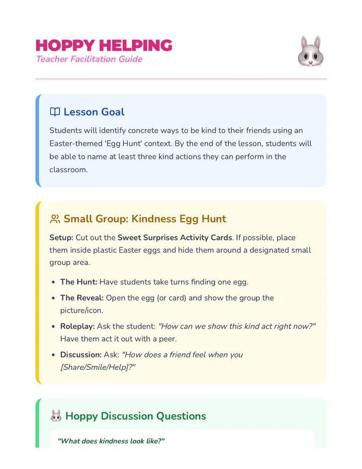 Hoppy Helping Teacher Guide