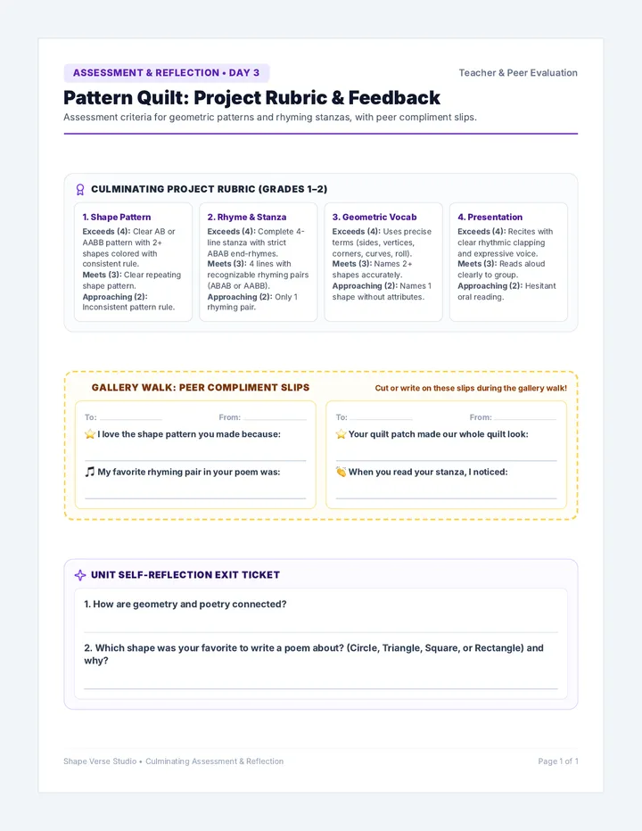 Pattern Quilt Rubric