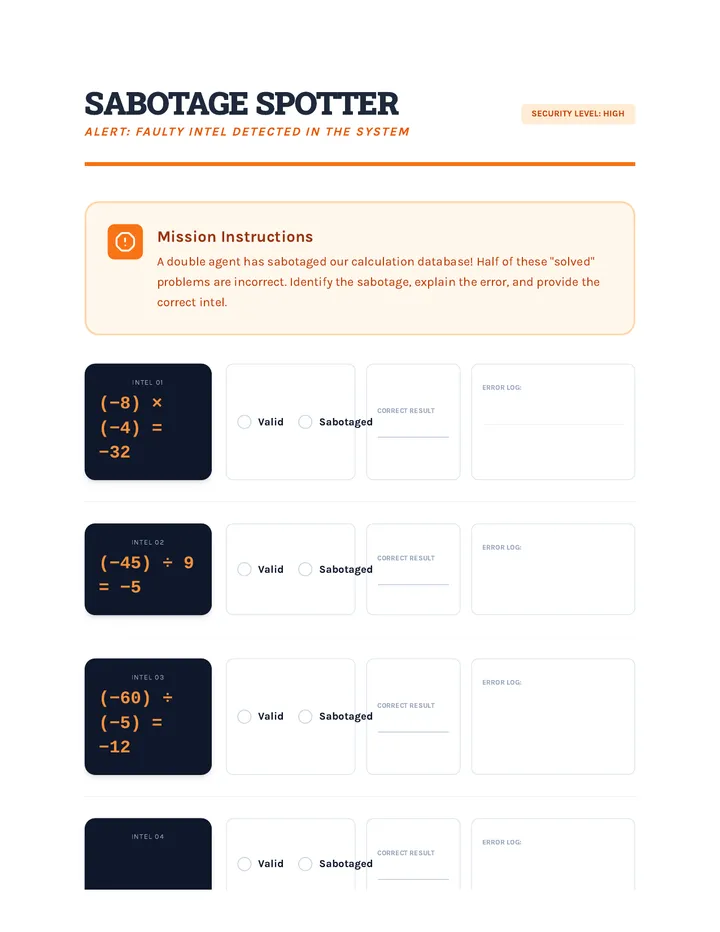 Sabotage Spotter Worksheet