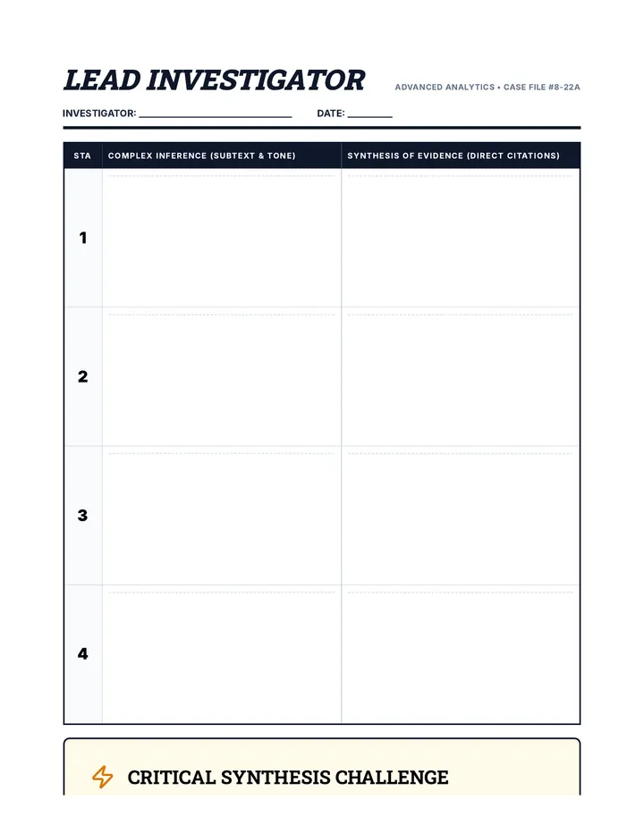 Lead Investigator Advanced Worksheet