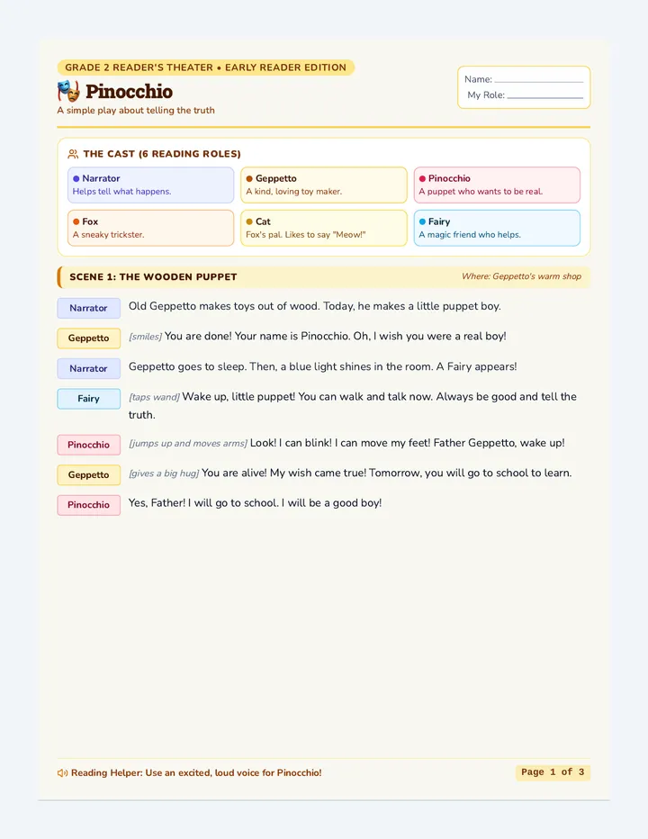Pinocchio Theater Script