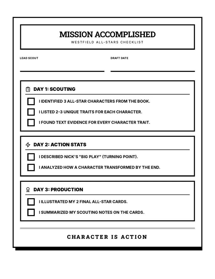 All-Star Mission Checklist