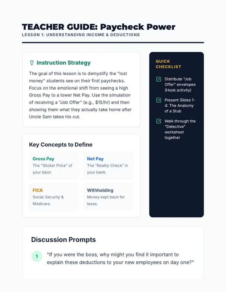 Paycheck Power Teacher Guide