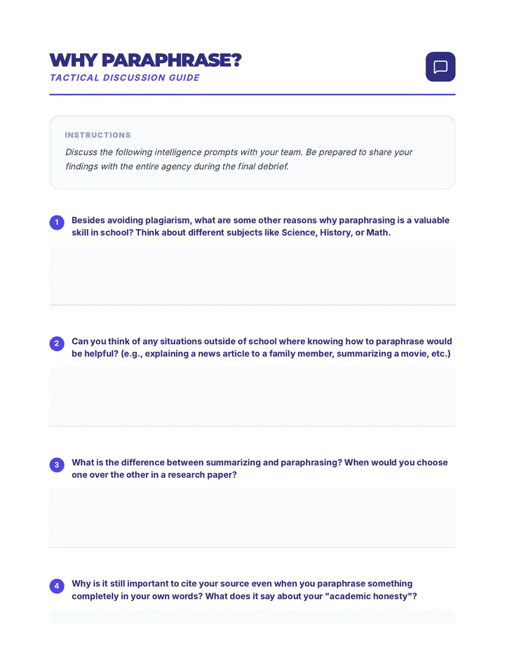 Why Paraphrase Discussion Guide