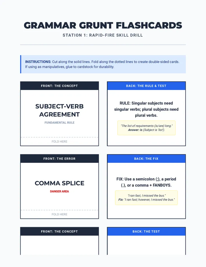 Grammar Grunt Flashcards