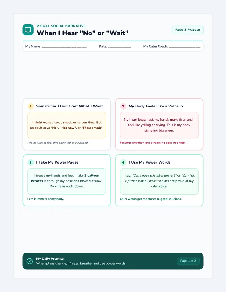Calm Power Social Story Booklet