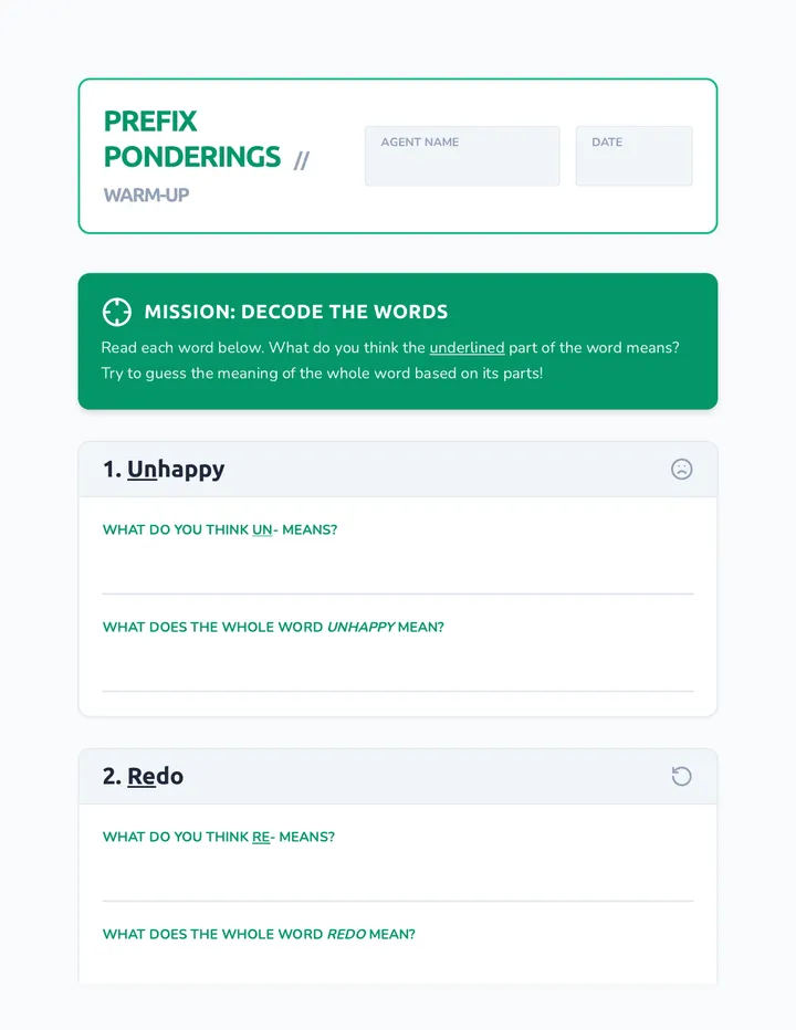 Prefix Ponderings Warm-Up