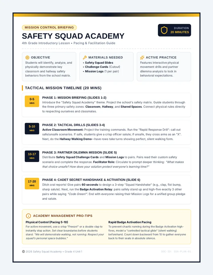 Safety Squad Teacher Guide