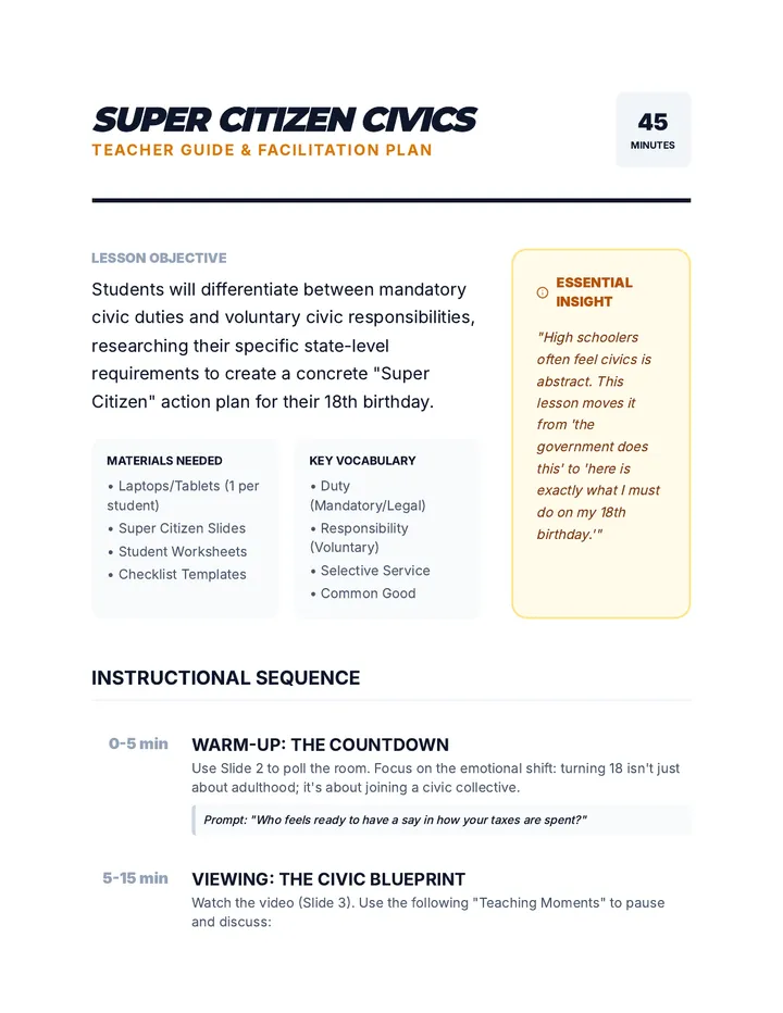 Super Citizen Teacher Guide