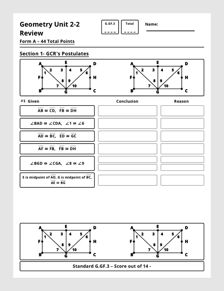 Geometry Unit Form A Review