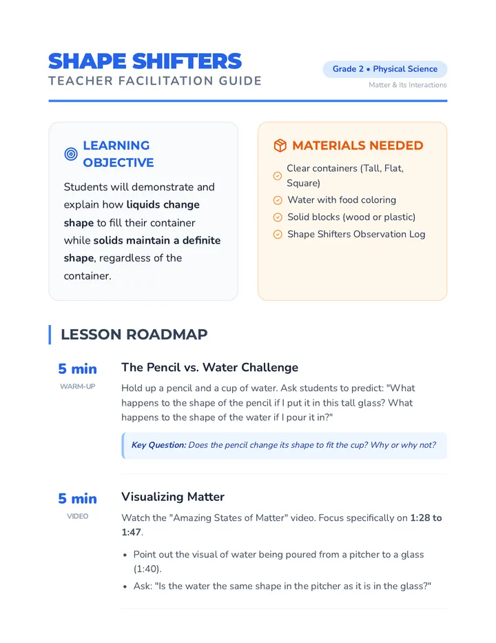 Shape Shifters Teacher Guide