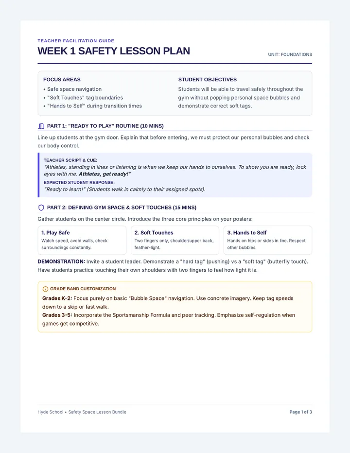 Safety Space Lesson Bundle