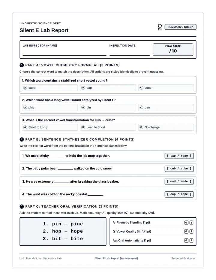 Silent E Lab Report Assessment