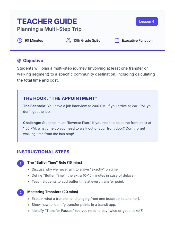 Trip Planning Teacher Guide