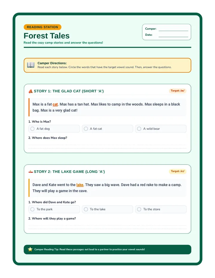 Forest Tales Worksheet