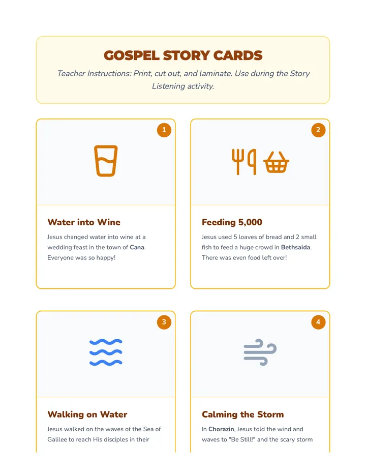 Gospel Story Cards Handout