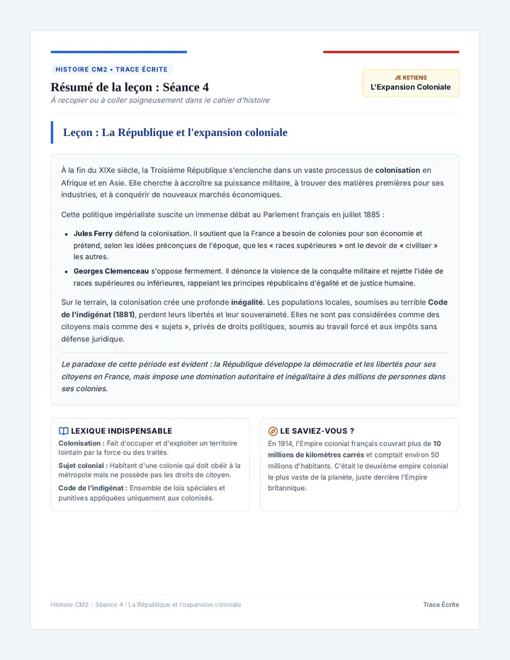 Coloniale Republique Trace Ecrite