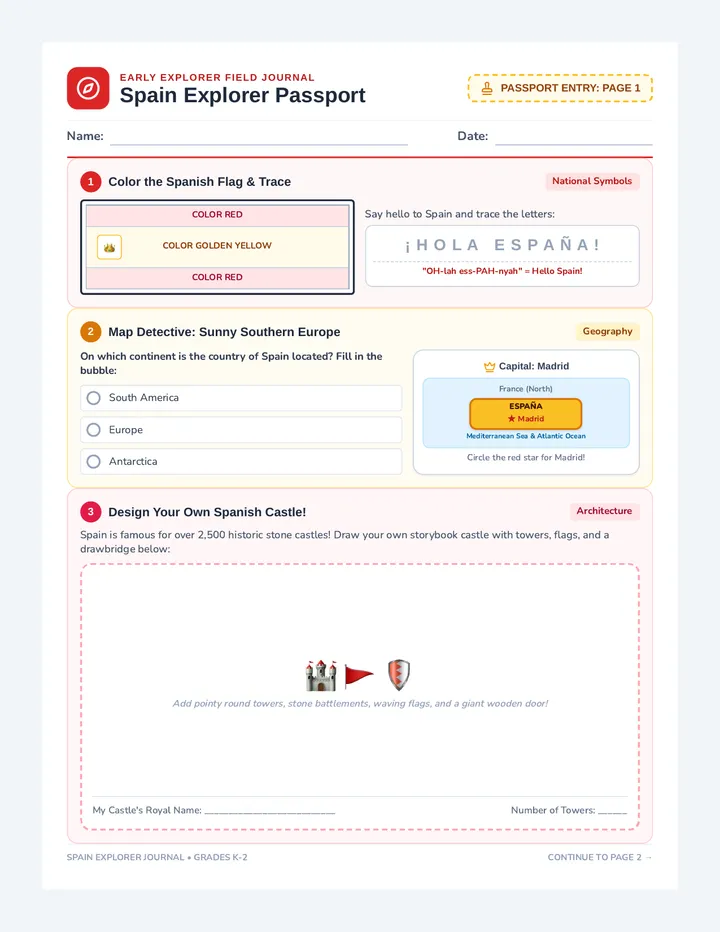 Spain Passport Worksheet