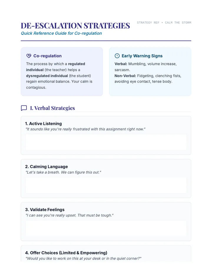 De-escalation Strategies Handout