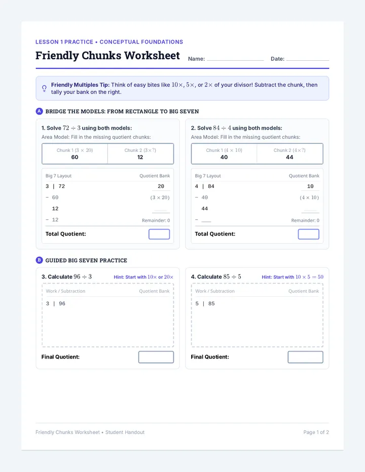 Friendly Chunks Worksheet