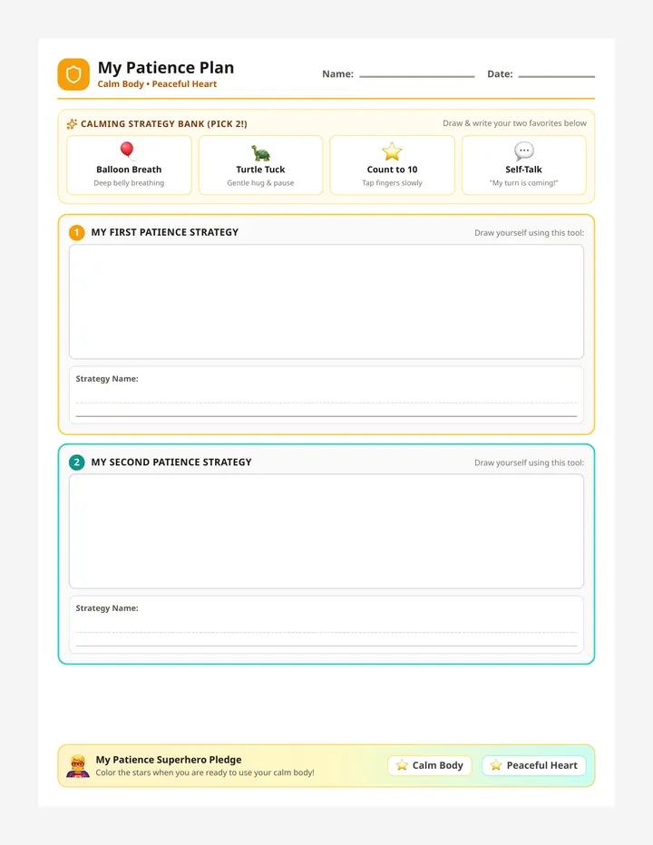 Patience Plan Worksheet