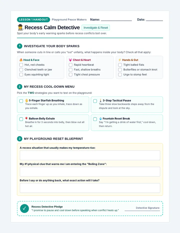 Calm Detective Worksheet