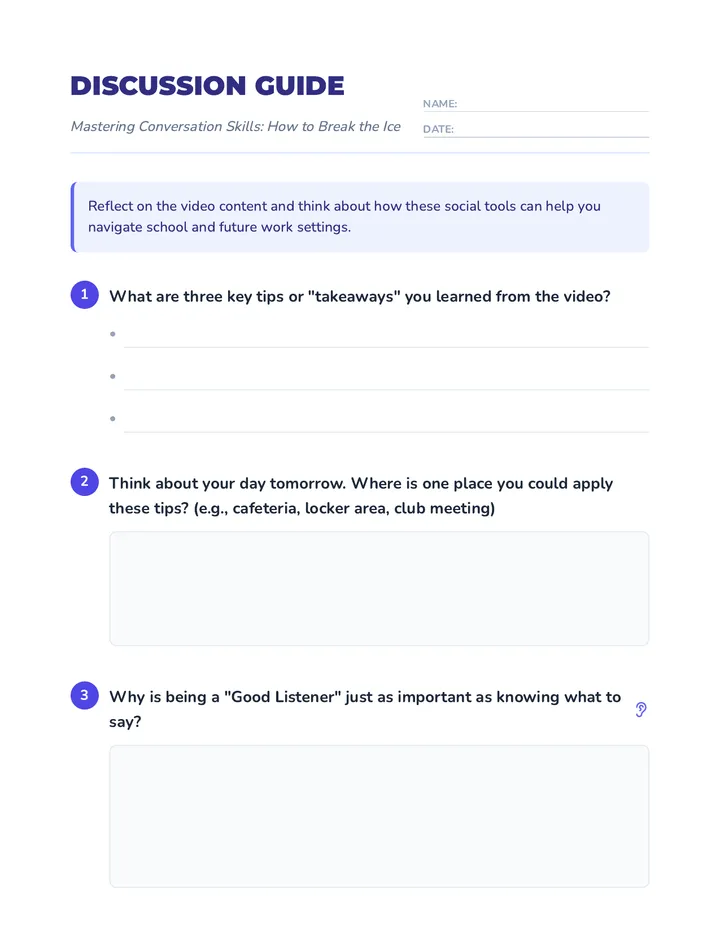 Conversation Discussion Worksheet