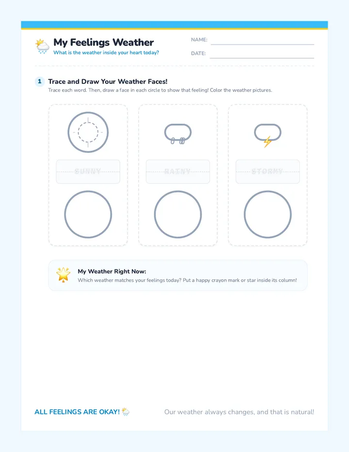 Feelings Cloud Activity Sheet