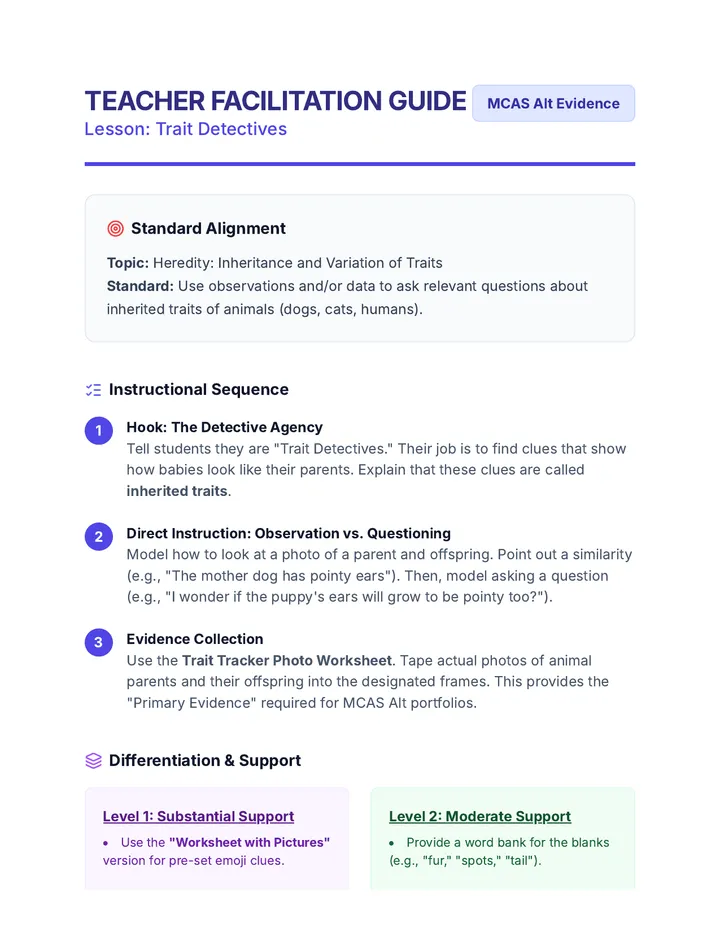 Trait Detectives Teacher Guide