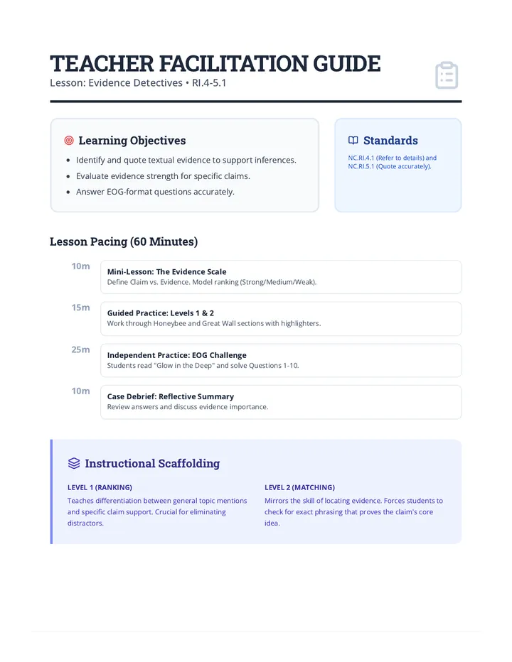 Evidence Detectives Teacher Guide