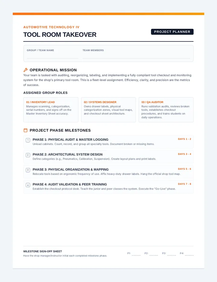 Project Planner and Rubric