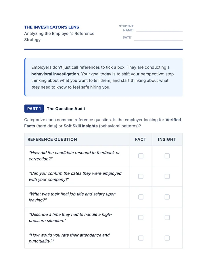 Fact vs Insight Worksheet